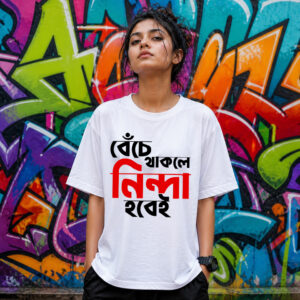 benche thakle ninda hobei t-shirt WHITE
