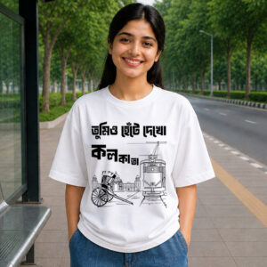 TUMI O HENTE DEKHO KOLKATA Premium Cotton T-Shirt (Unisex | 180 GSM)