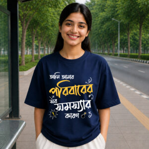 amar poribarer sob somosyar karon ami t-shirt nevy blue
